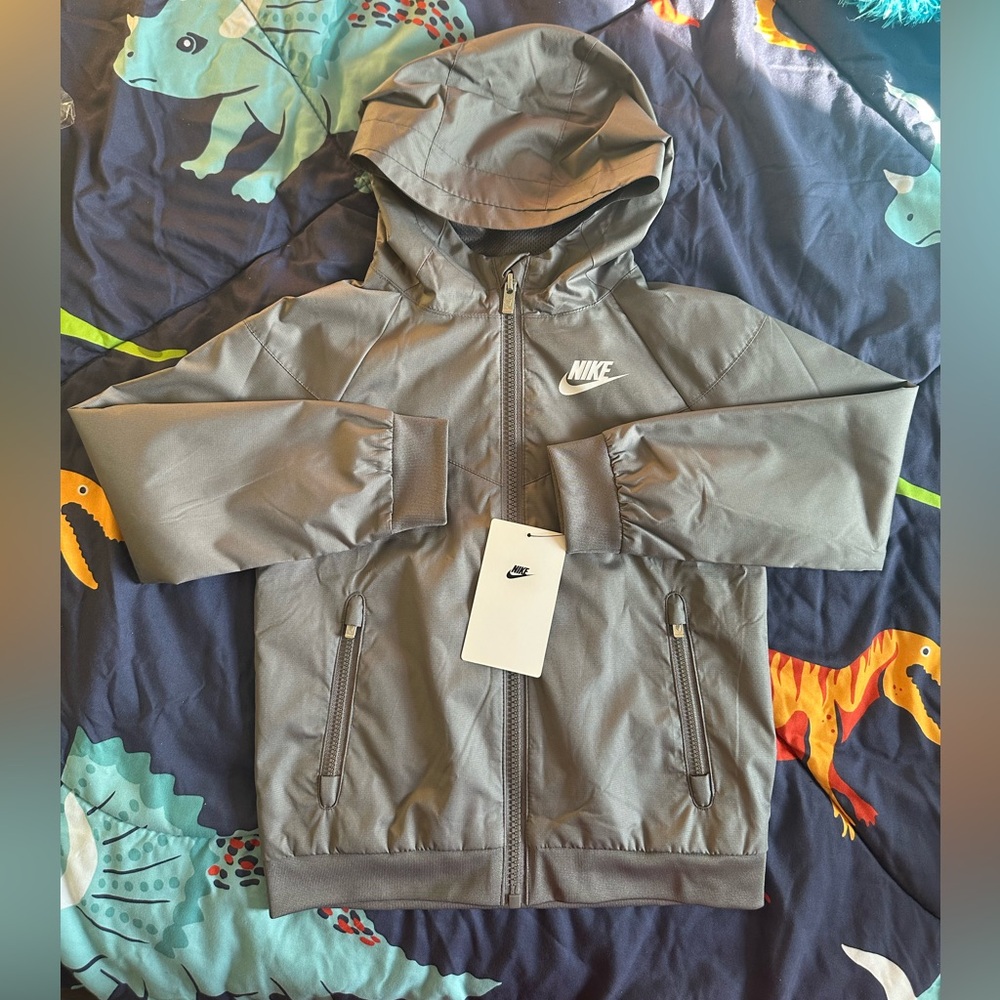 Nike Kids Charcoal Hooded Raincoat